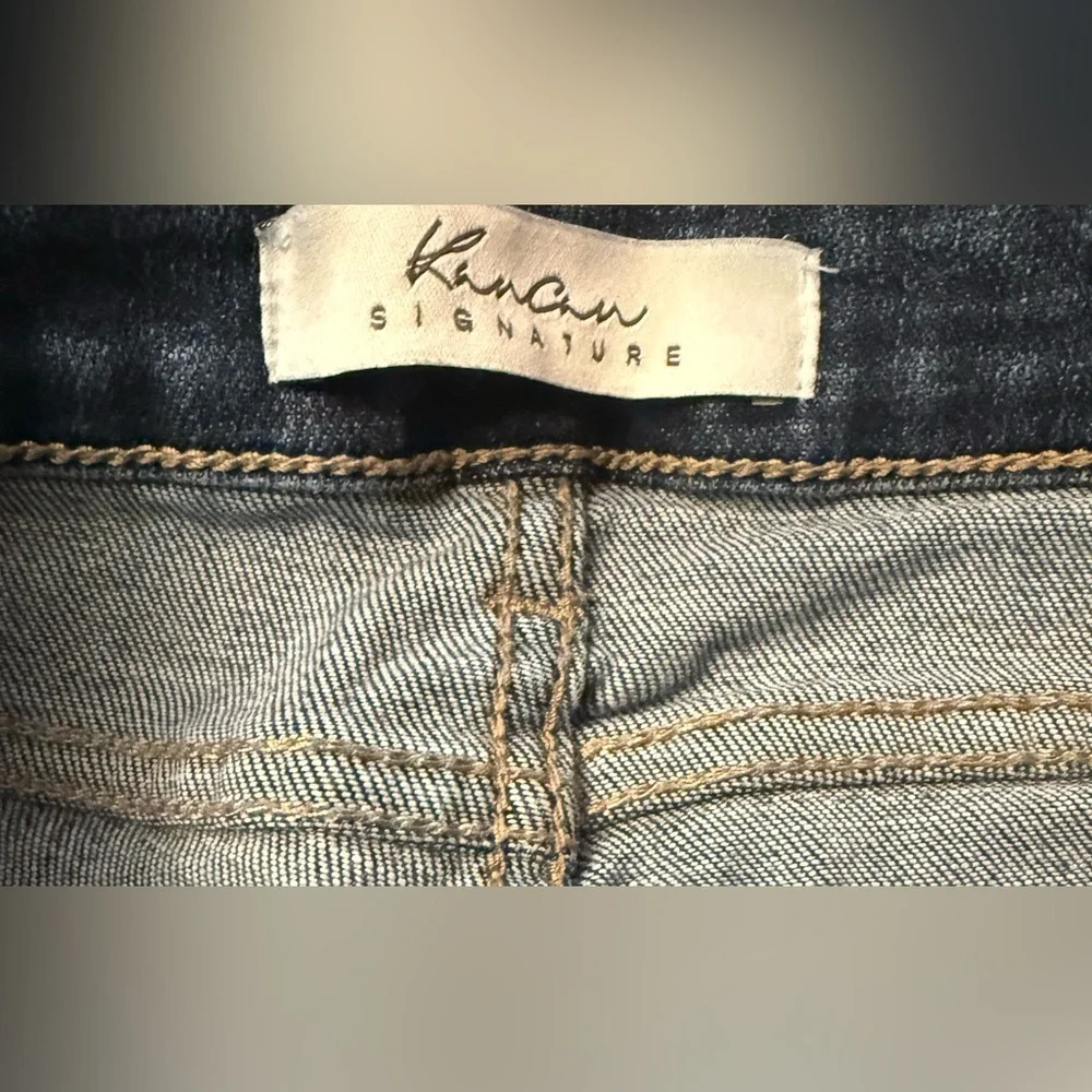 Kancan Signature High Rise Button Fly Jeans | Distressed Raw Hem | Size 28 - Picture 3 of 4